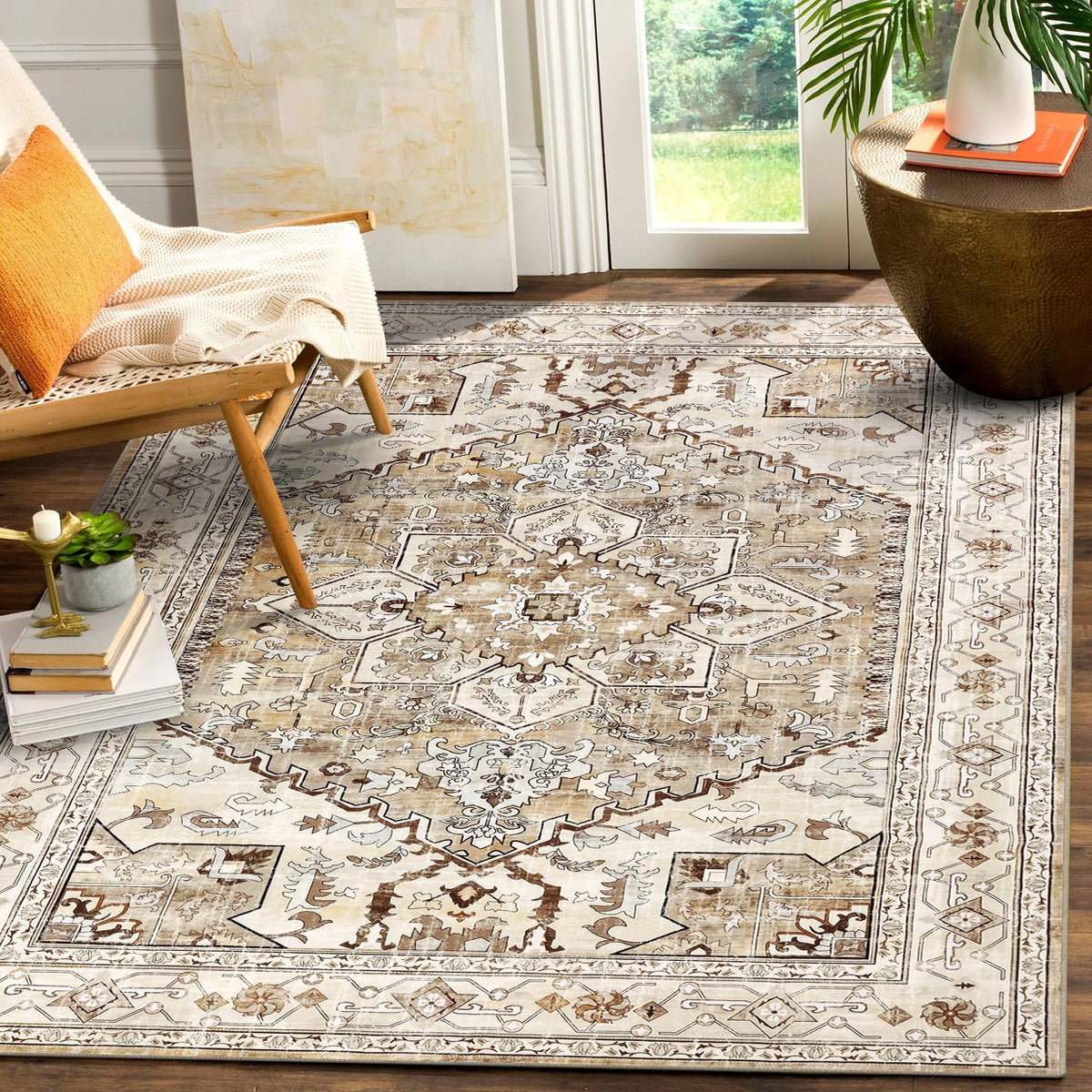 Yamaziot Washable Runner Rug, 2x8 Non-Slip Boho Vintage Hallway Kitchen Rug