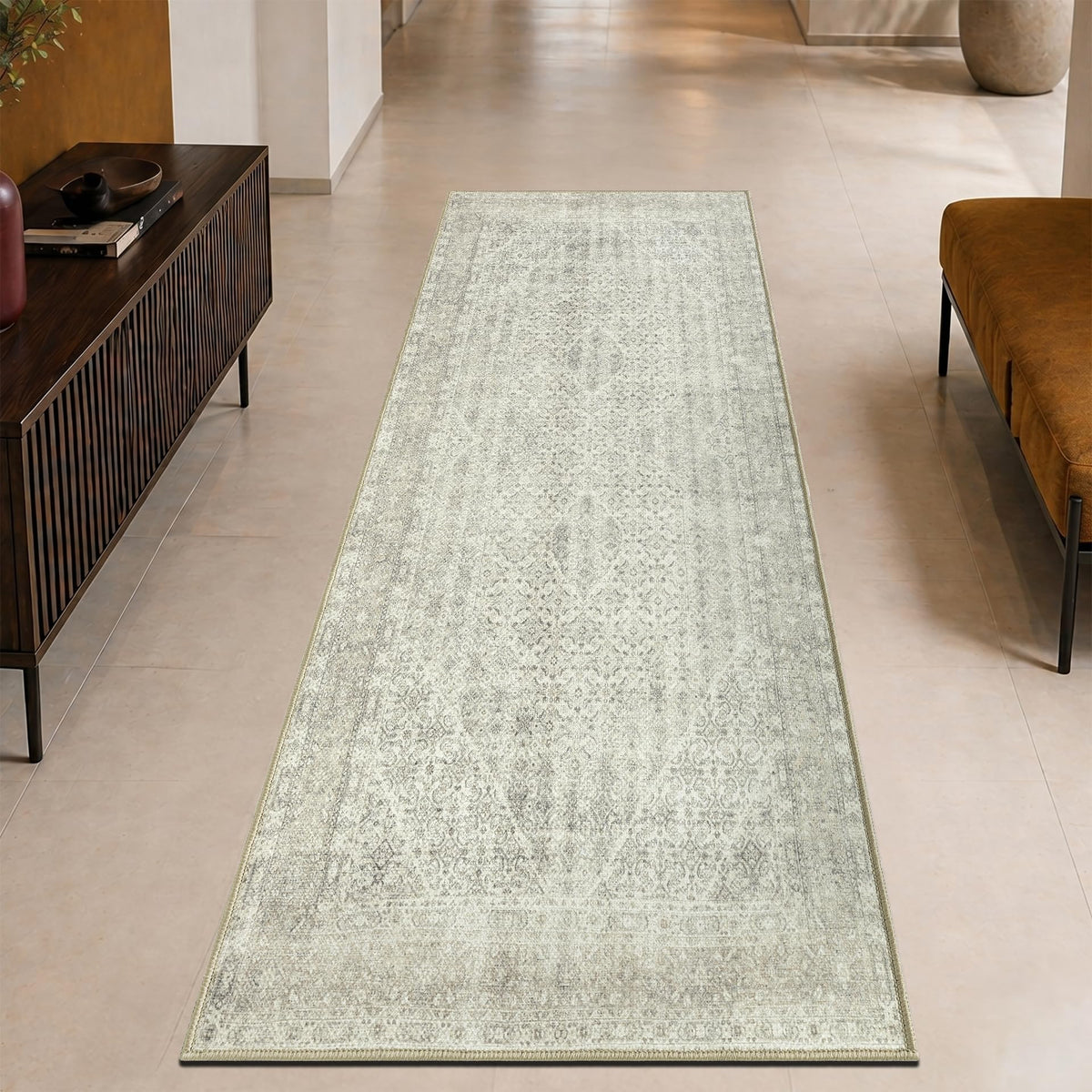 Keen Home Design Vintage Washable Entryway Rug, Non-Slip Low Pile, 2x3