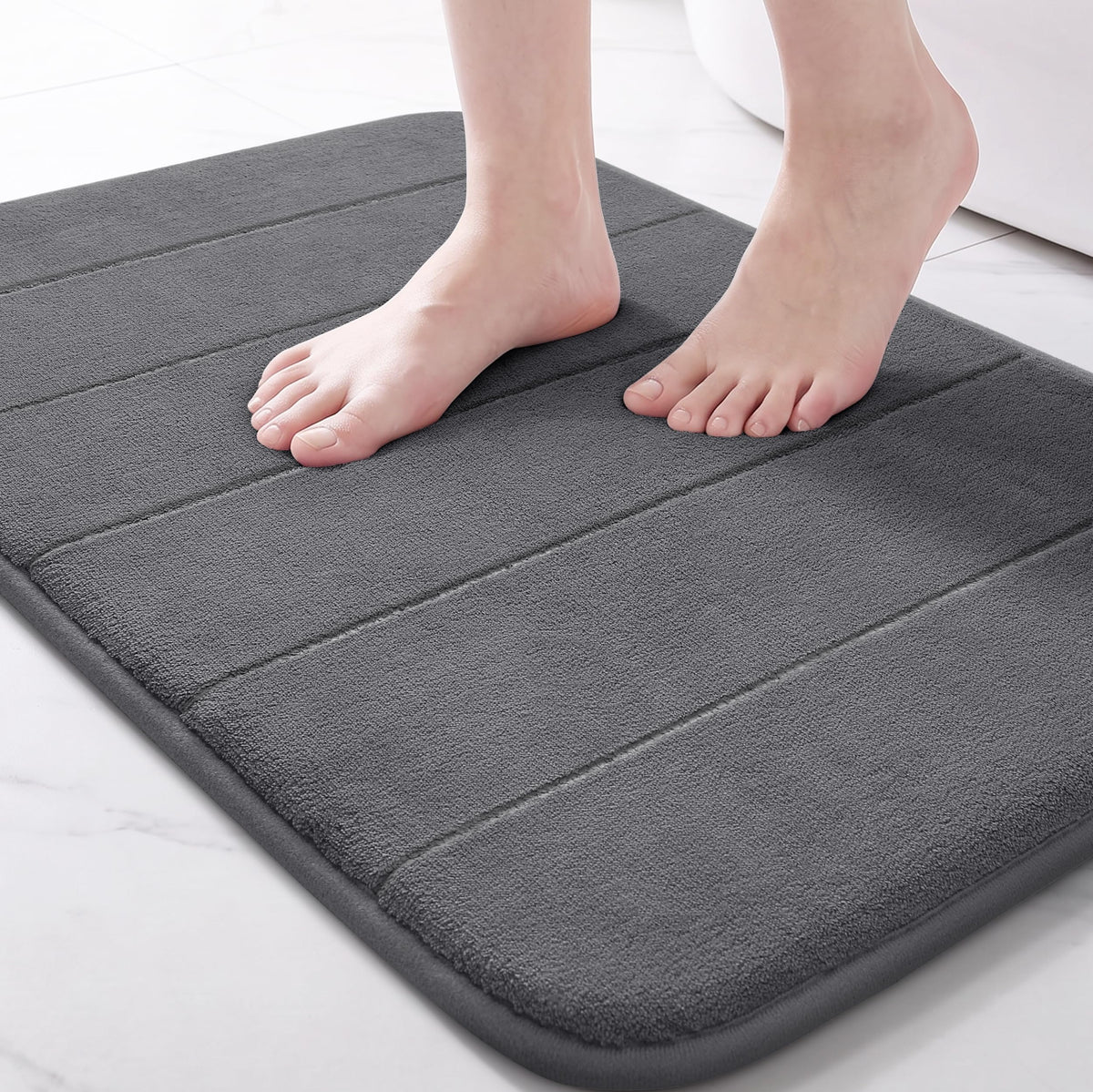 Yimobra Memory Foam Bath Mat, Super Soft & Absorbent Bathroom Rug, Grey