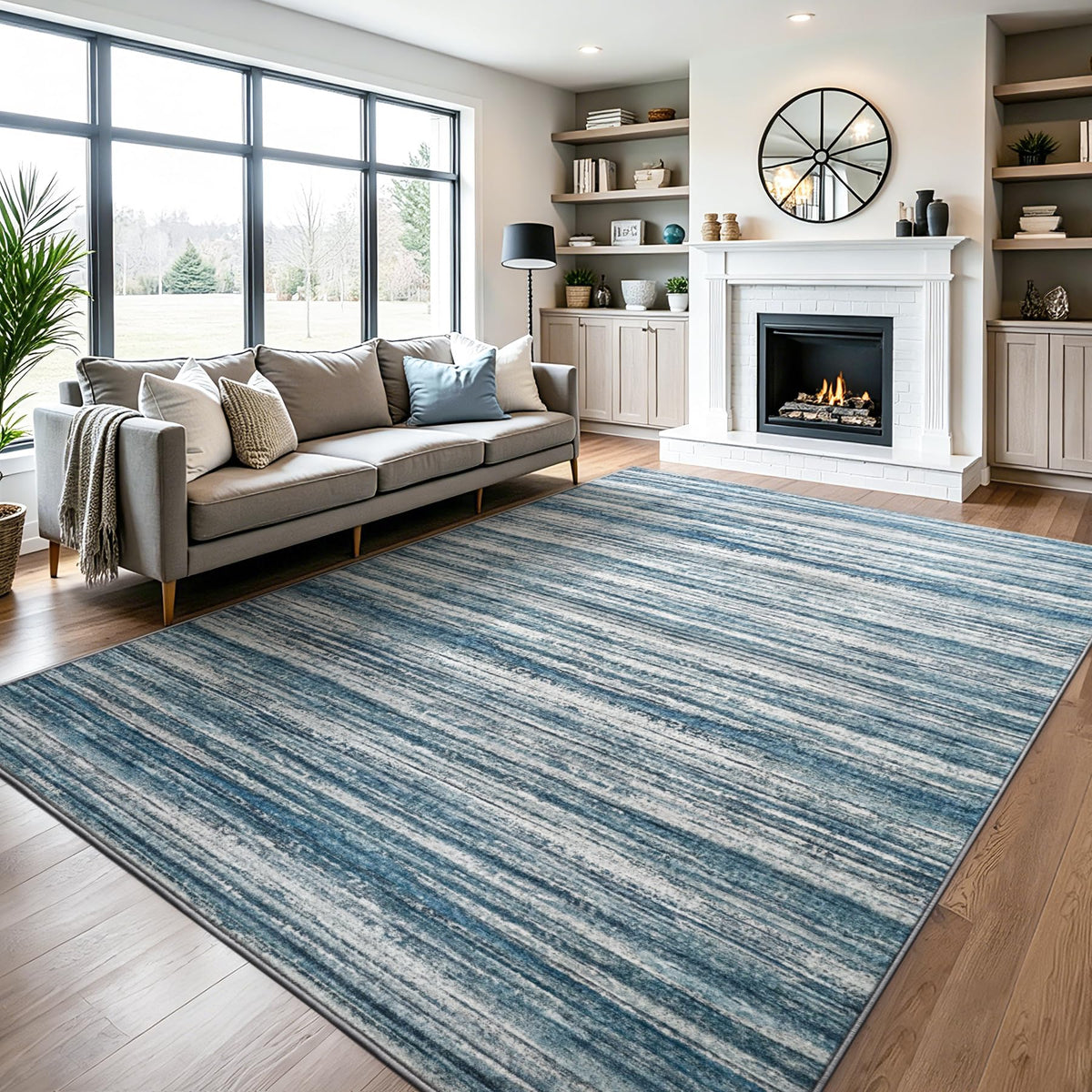 Chicrug 2x6 Blue Washable Runner Rug for Hallway Kitchen Entryway Non Slip