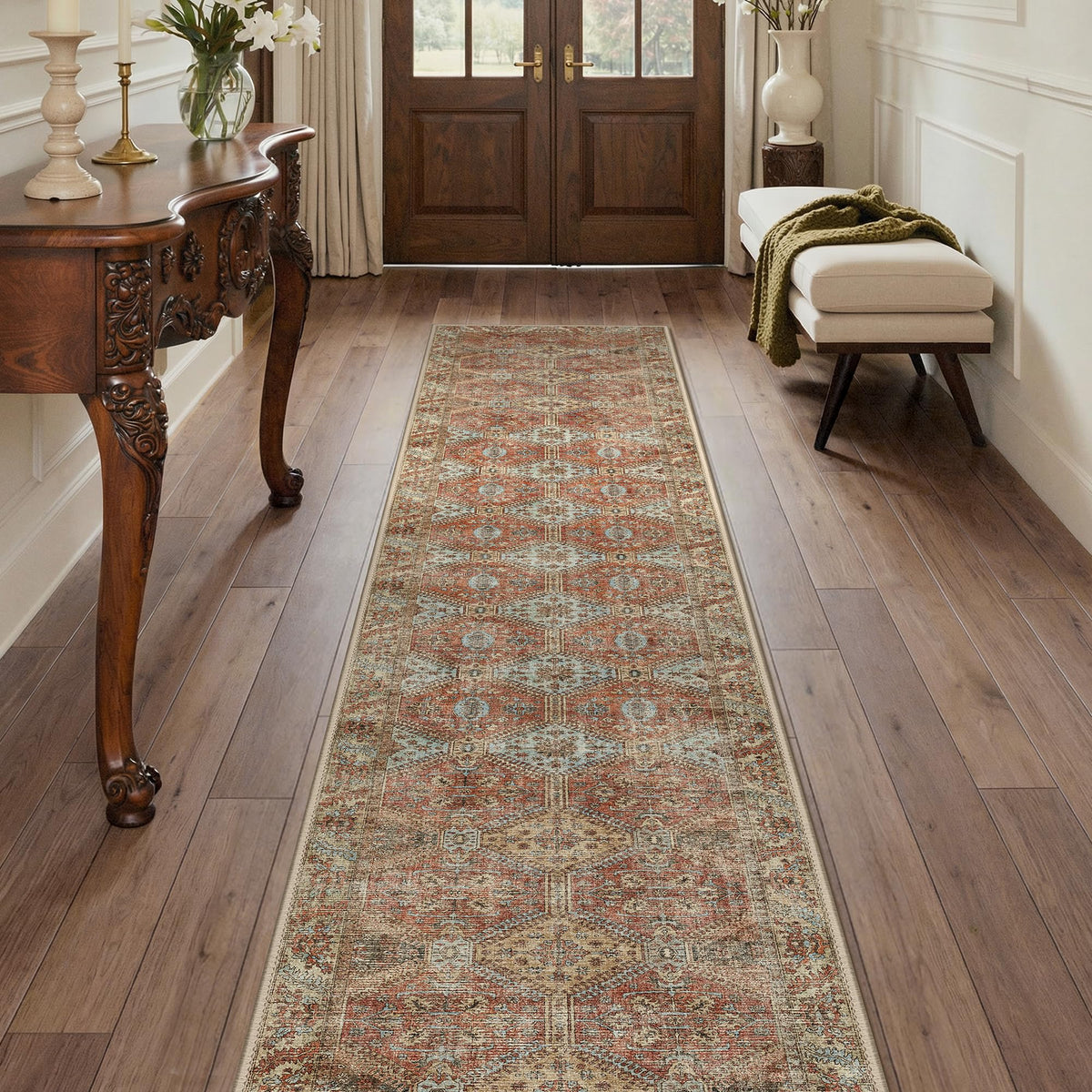 GENIMO 2x5 Washable Runner Rug Non Slip for Hallway, Light Taupe Brown