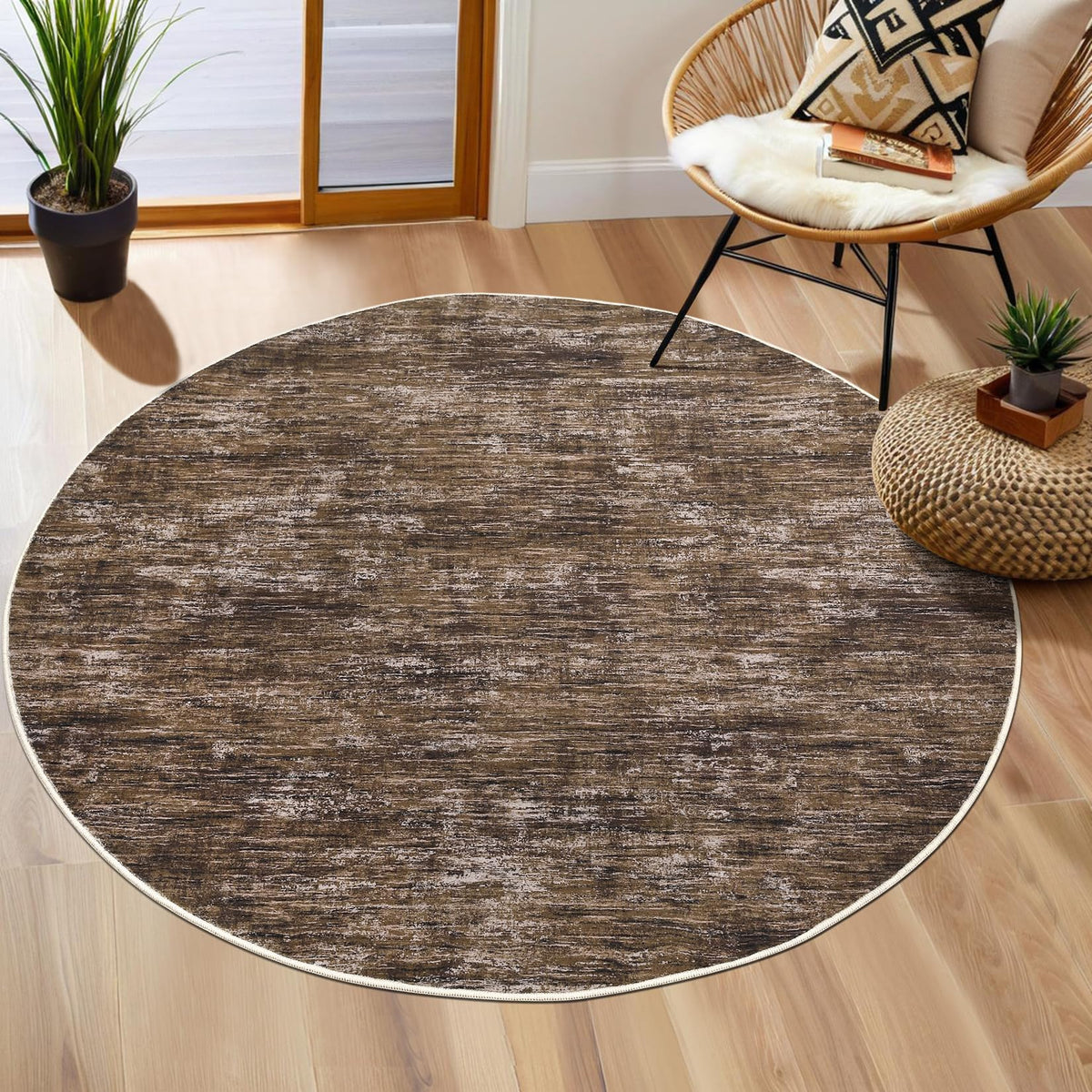 RUGSREAL Small Area Rug 2x3 Entryway Mat with Rubber Backing Stain Resistant Throw Carpet Modern Solid Color Bath Mat Contempowary Washable Rug for Living Room Bedroom Dining Room Kitchen, Beige 2x3