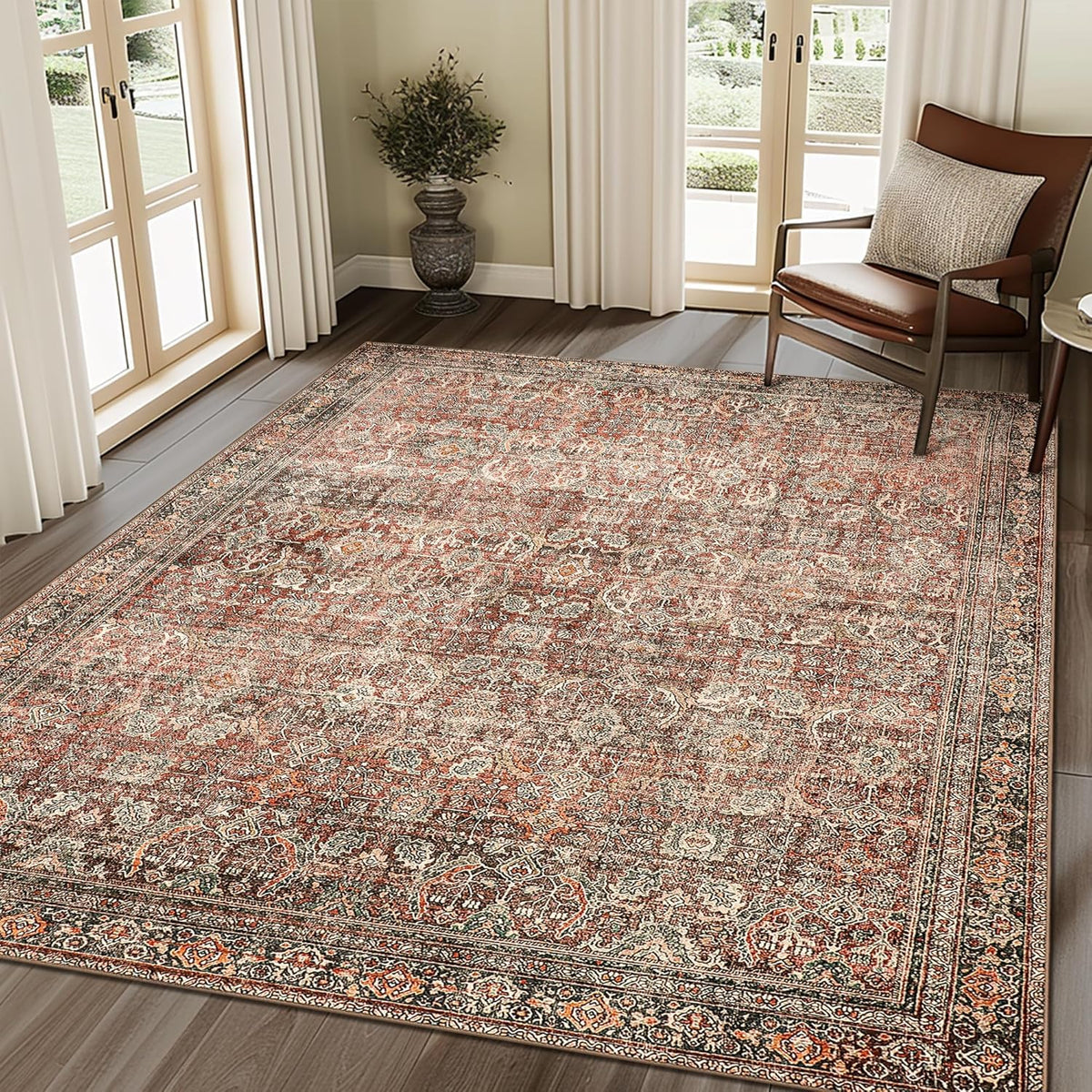 GENIMO 2x5 Washable Runner Rug Non Slip for Hallway, Light Taupe Brown