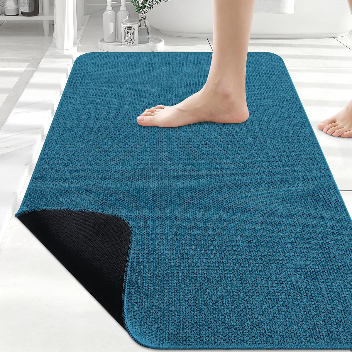 Smiry Ultra Thin Bath Mat 30X20, Non Slip Rubber Washable Bathroom Rugs