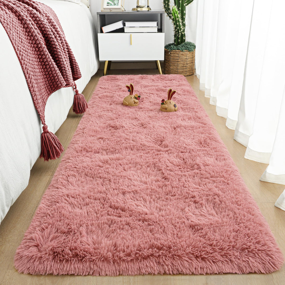 Tepook Black Soft Runner Rugs for Bedroom 2x6 ft with Rubber Backing
