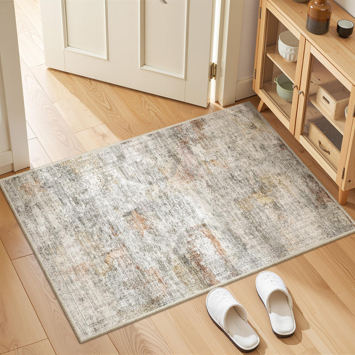 2x8 Runner Rug Non Slip,Washable Hallway Runner Rug,Beige