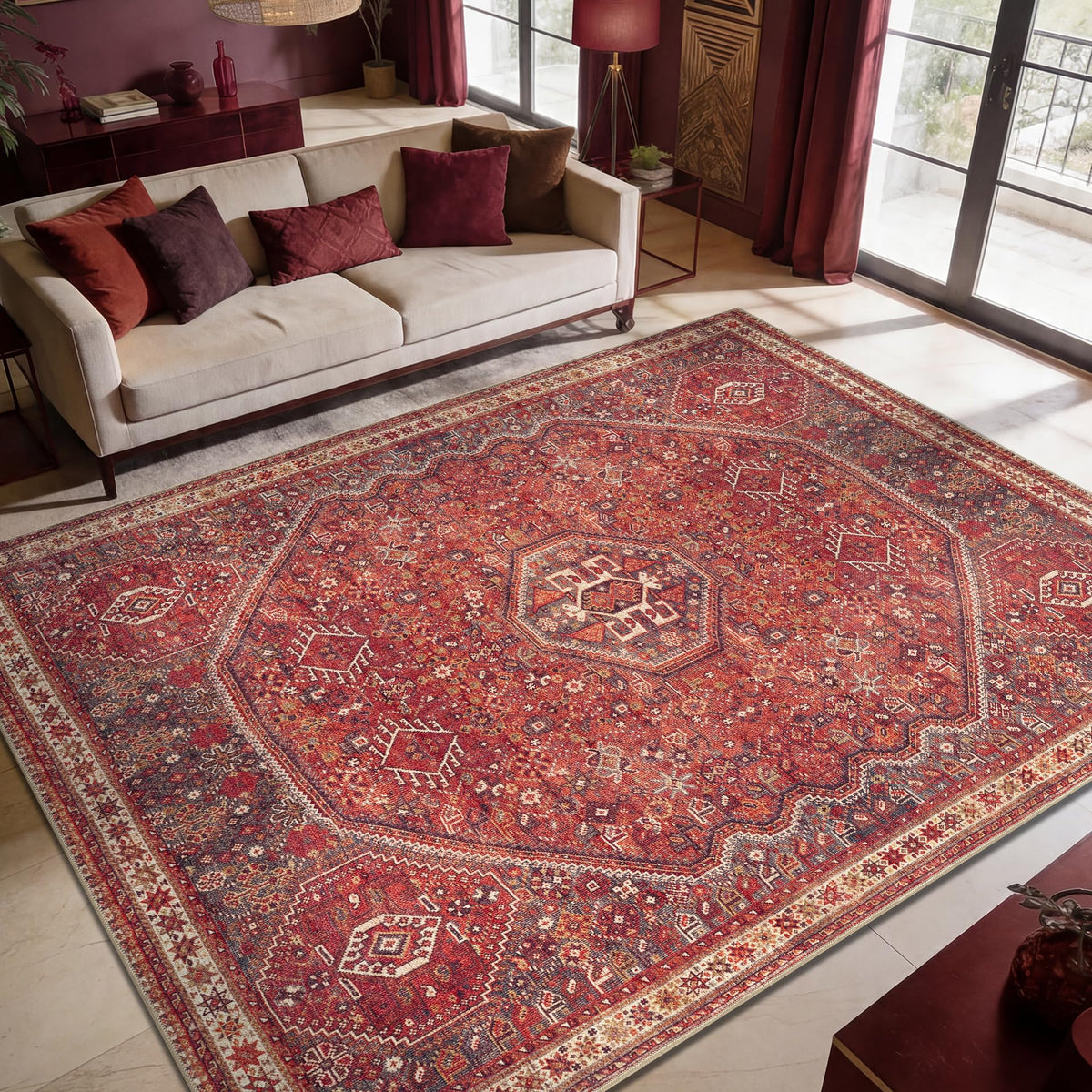 Keen Home Design Vintage Washable Entryway Rug, Non-Slip Low Pile, 2x3