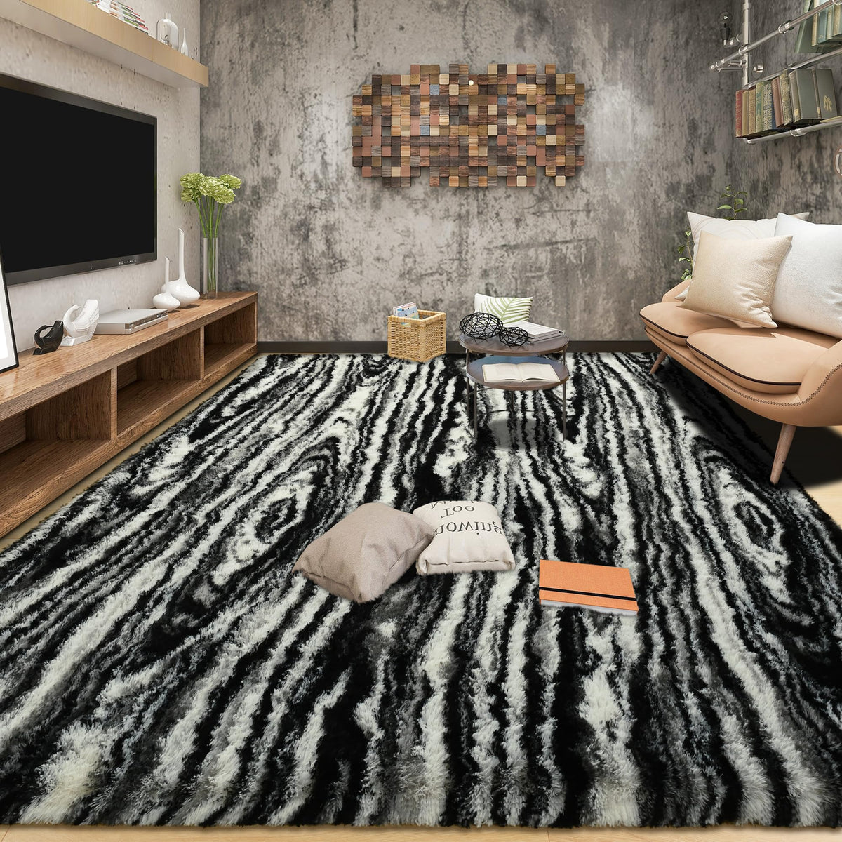 Tepook Black Soft Runner Rugs for Bedroom 2x6 ft with Rubber Backing