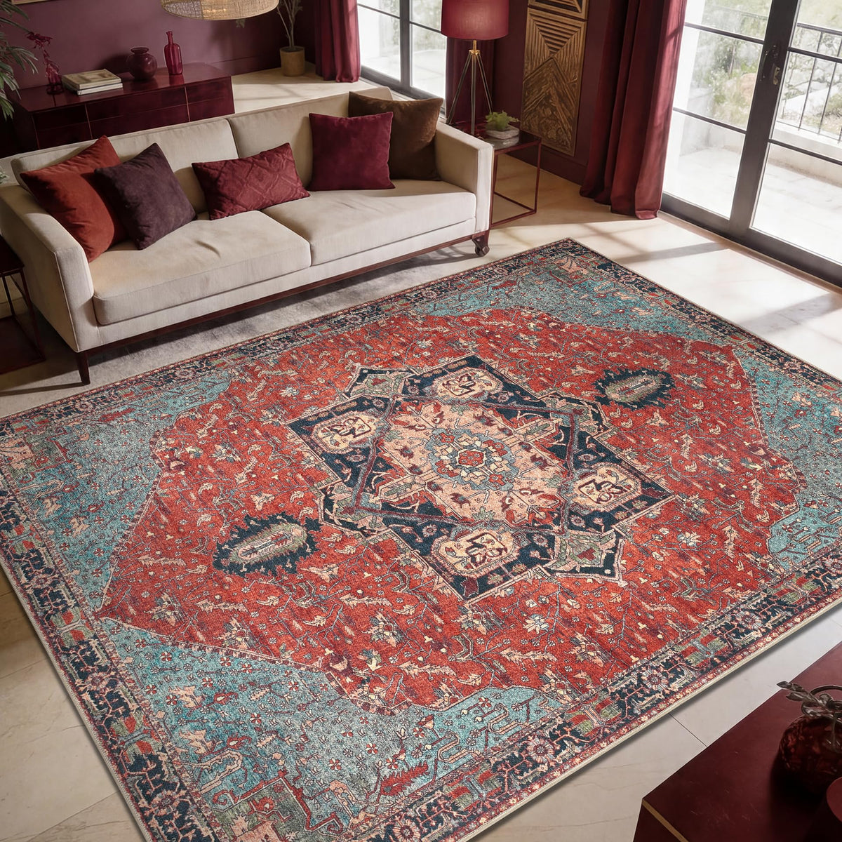 Keen Home Design Vintage Washable Entryway Rug, Non-Slip Low Pile, 2x3