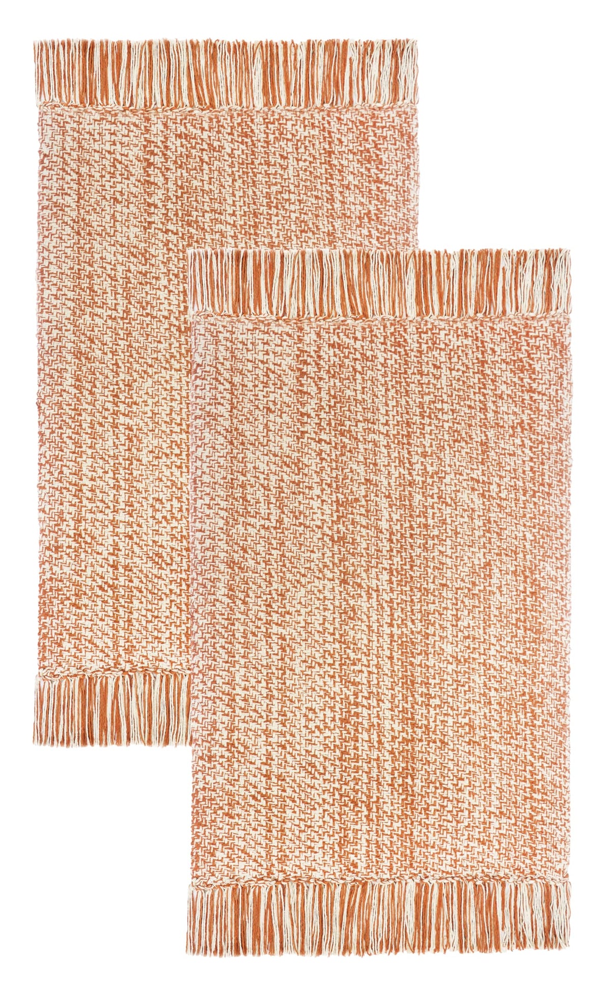COTTON CRAFT Woven Area Rug - 2 Pack Entryway Mat with Fringe - Tan Natural