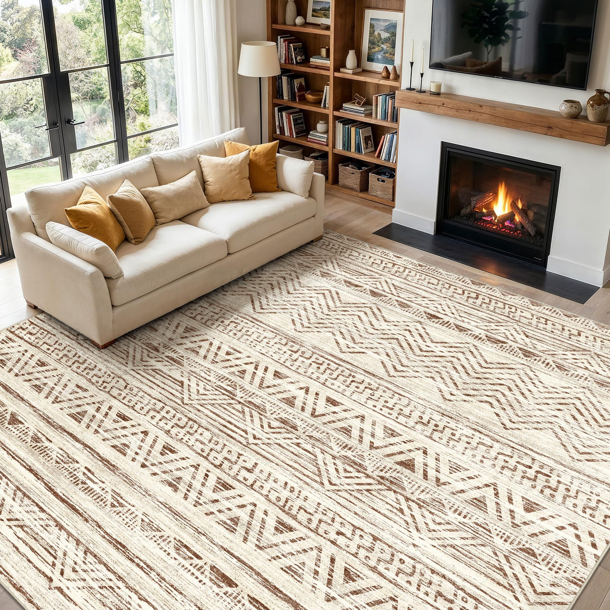 2x5 Runner Rug Washable Moroccan: Non Slip Kitchen Long Floor Mat Beige