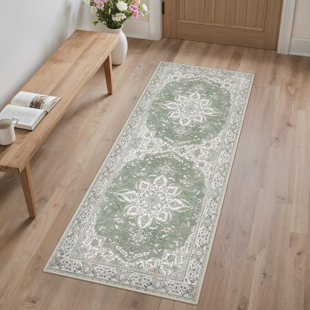 GENIMO 2x5 Washable Runner Rug Non Slip for Hallway, Light Taupe Brown