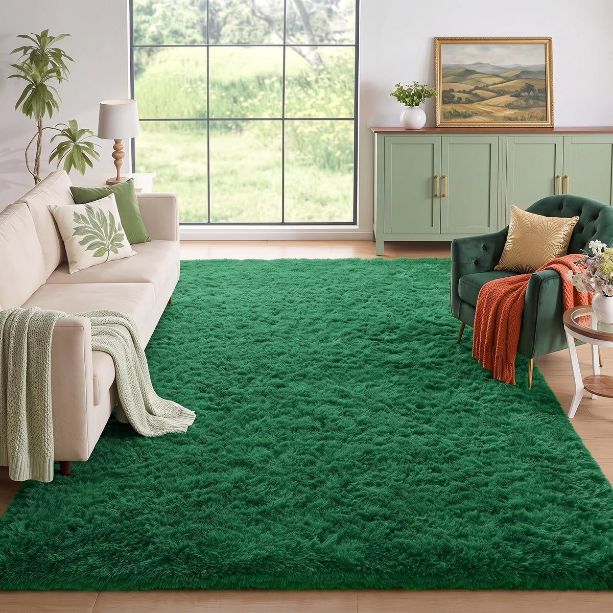 Amdrebio Burnt Orange Fall Shag Runner Area Rug 2x6 for Bedroom Living Room