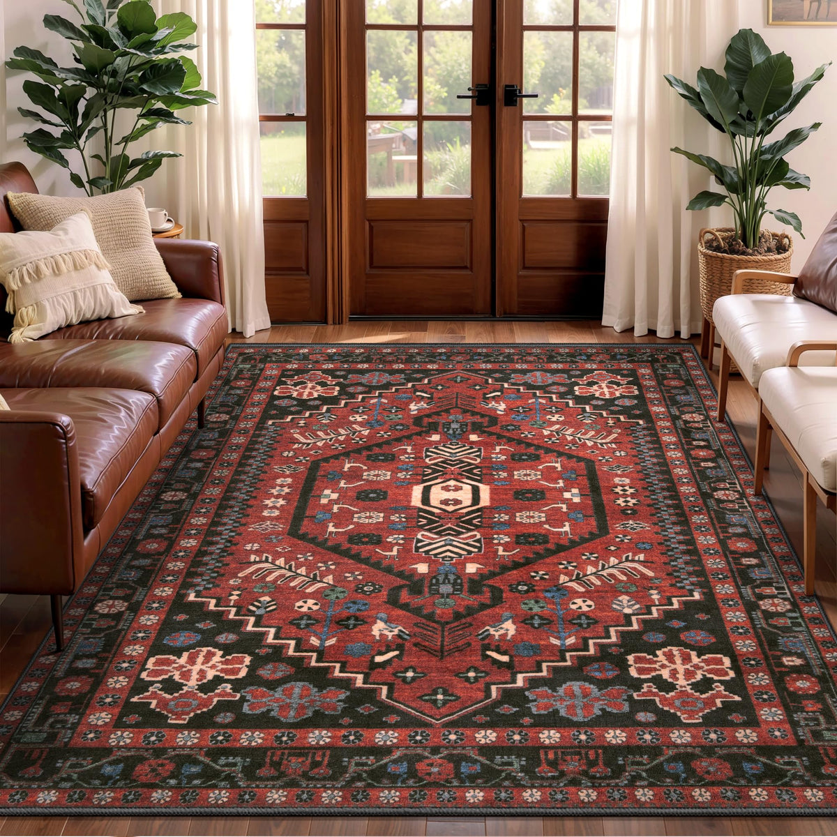 Ciicool Washable 3x5 Area Rug,Boho Non-Slip Indoor Mat for Entryway Kitchen