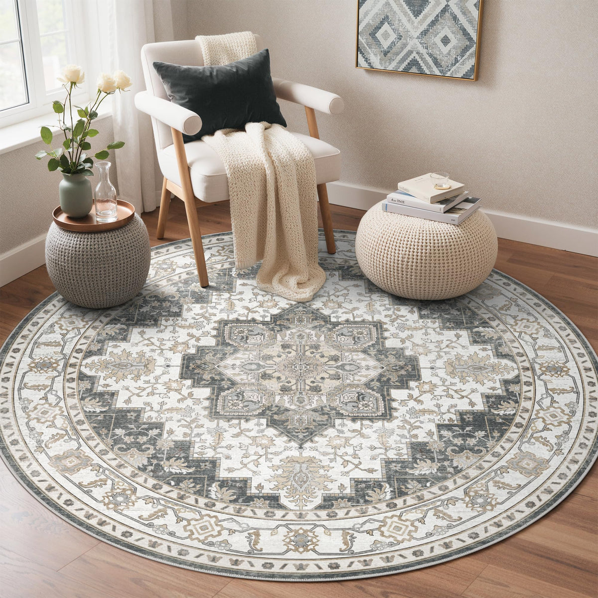 GENIMO 2x5 Washable Runner Rug Non Slip for Hallway, Light Taupe Brown