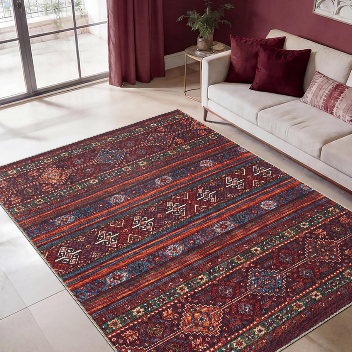 Keen Home Design Vintage Washable Entryway Rug, Non-Slip Low Pile, 2x3