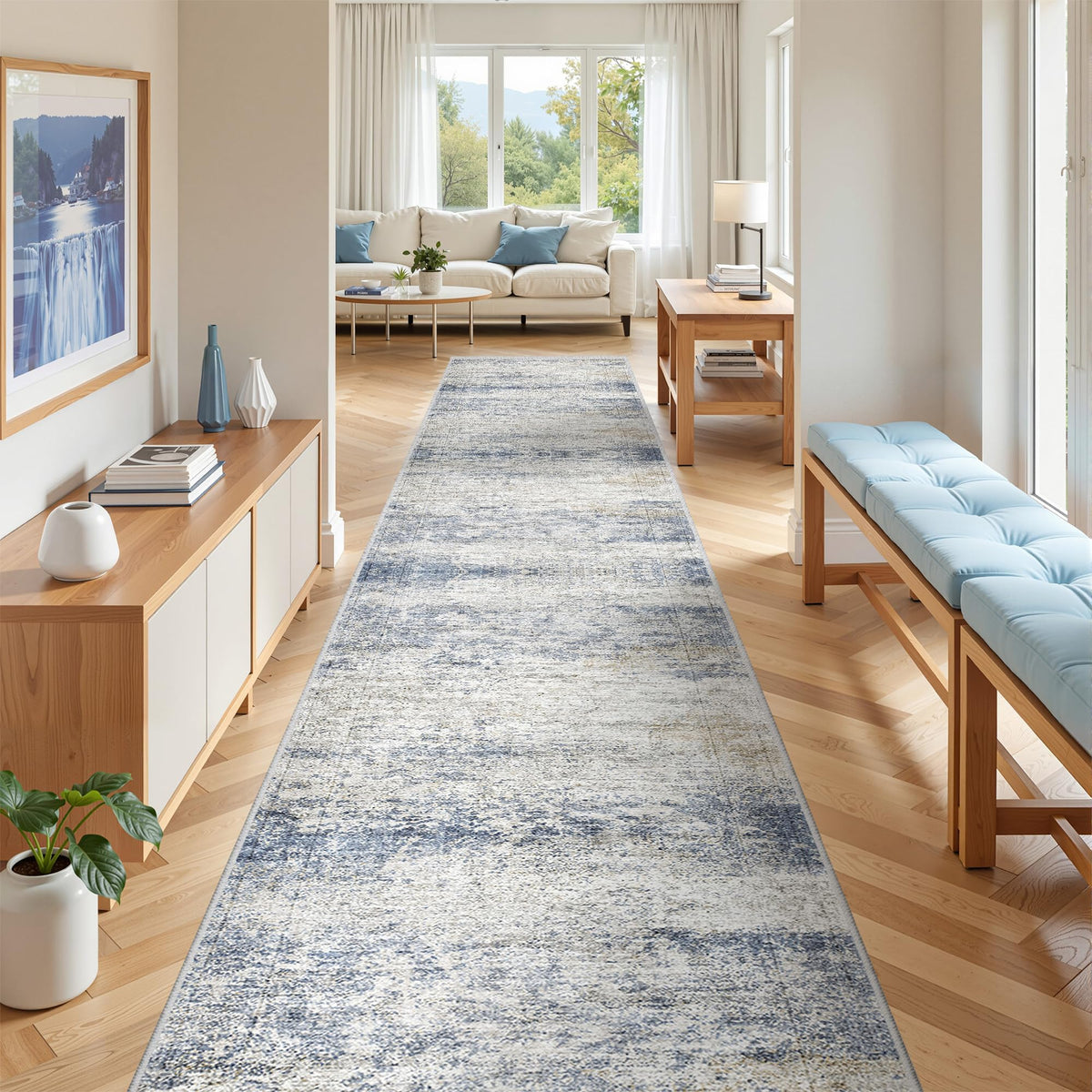 2x8 Runner Rug Non Slip,Washable Hallway Runner Rug,Beige