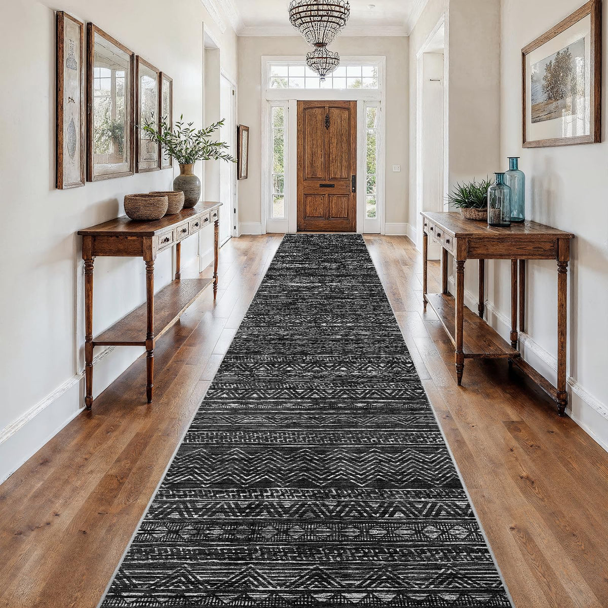 2x5 Runner Rug Washable Moroccan: Non Slip Kitchen Long Floor Mat Beige
