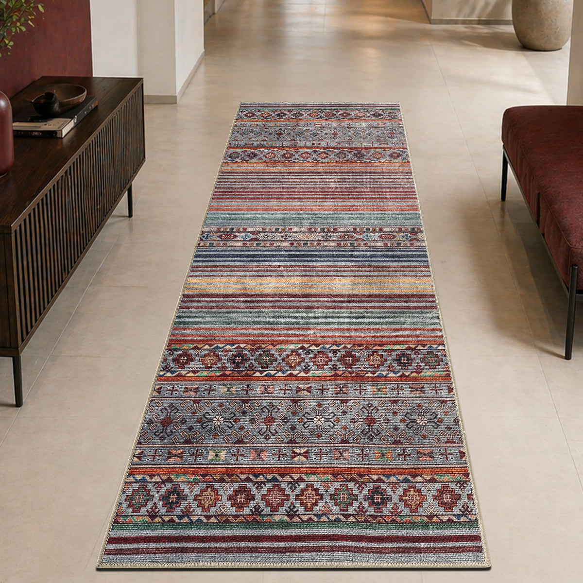 Keen Home Design Vintage Washable Entryway Rug, Non-Slip Low Pile, 2x3
