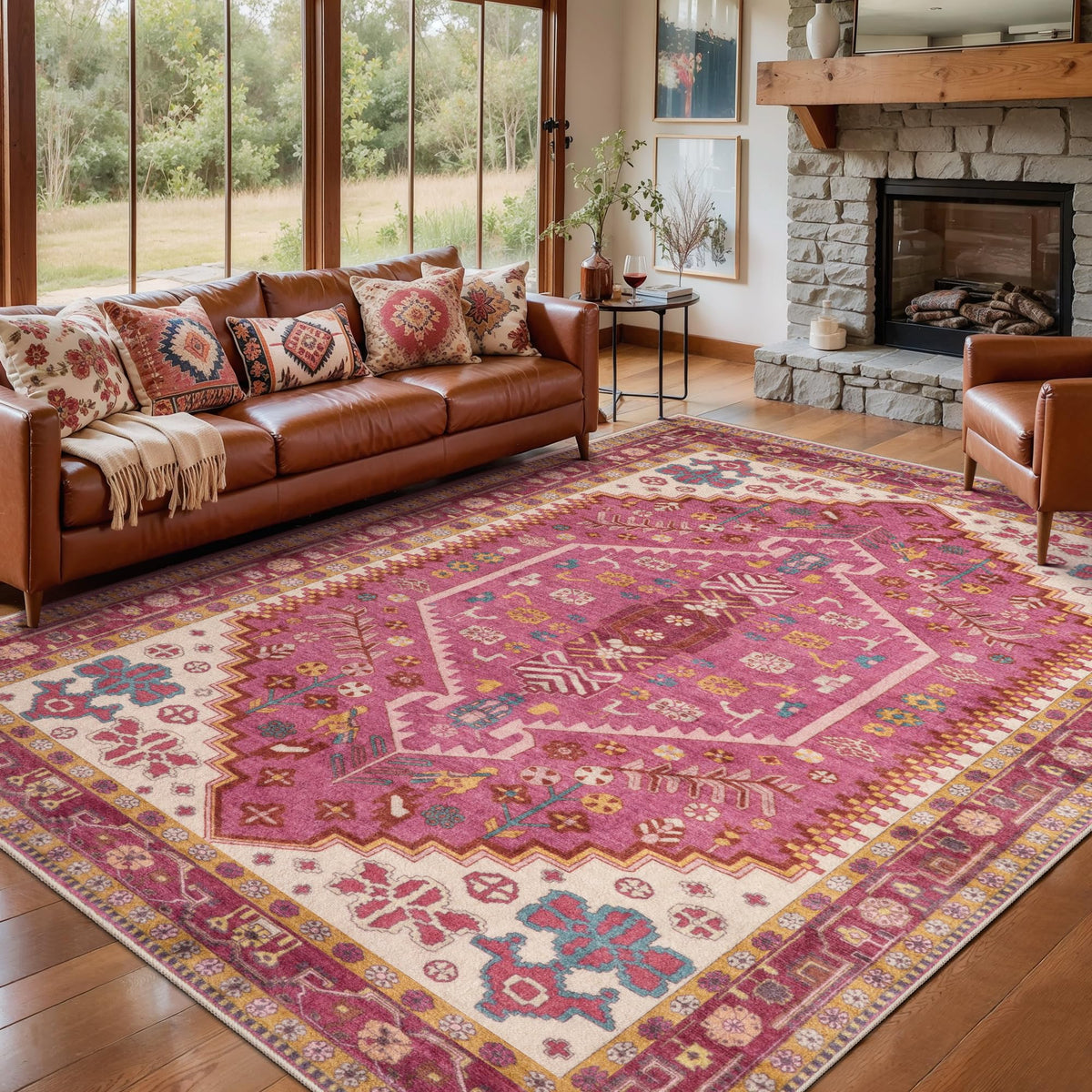 Ciicool Washable 3x5 Area Rug,Boho Non-Slip Indoor Mat for Entryway Kitchen