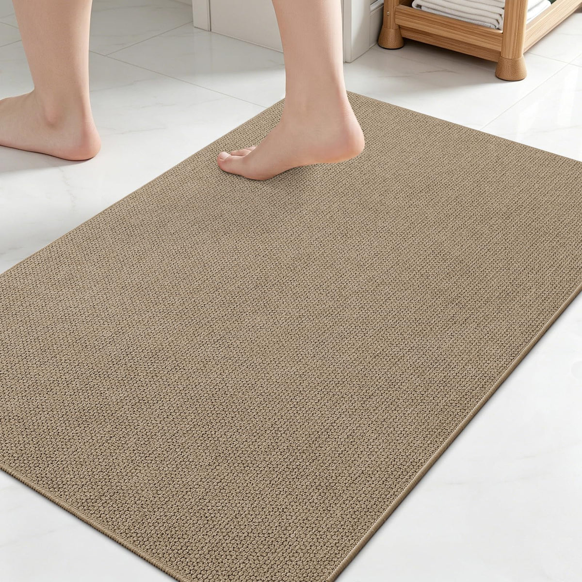 Smiry Ultra Thin Bath Mat 30X20, Non Slip Rubber Washable Bathroom Rugs