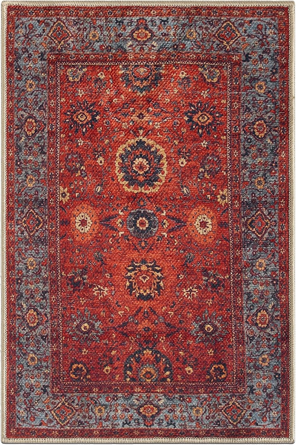 Keen Home Design Vintage Washable Entryway Rug, Non-Slip Low Pile, 2x3