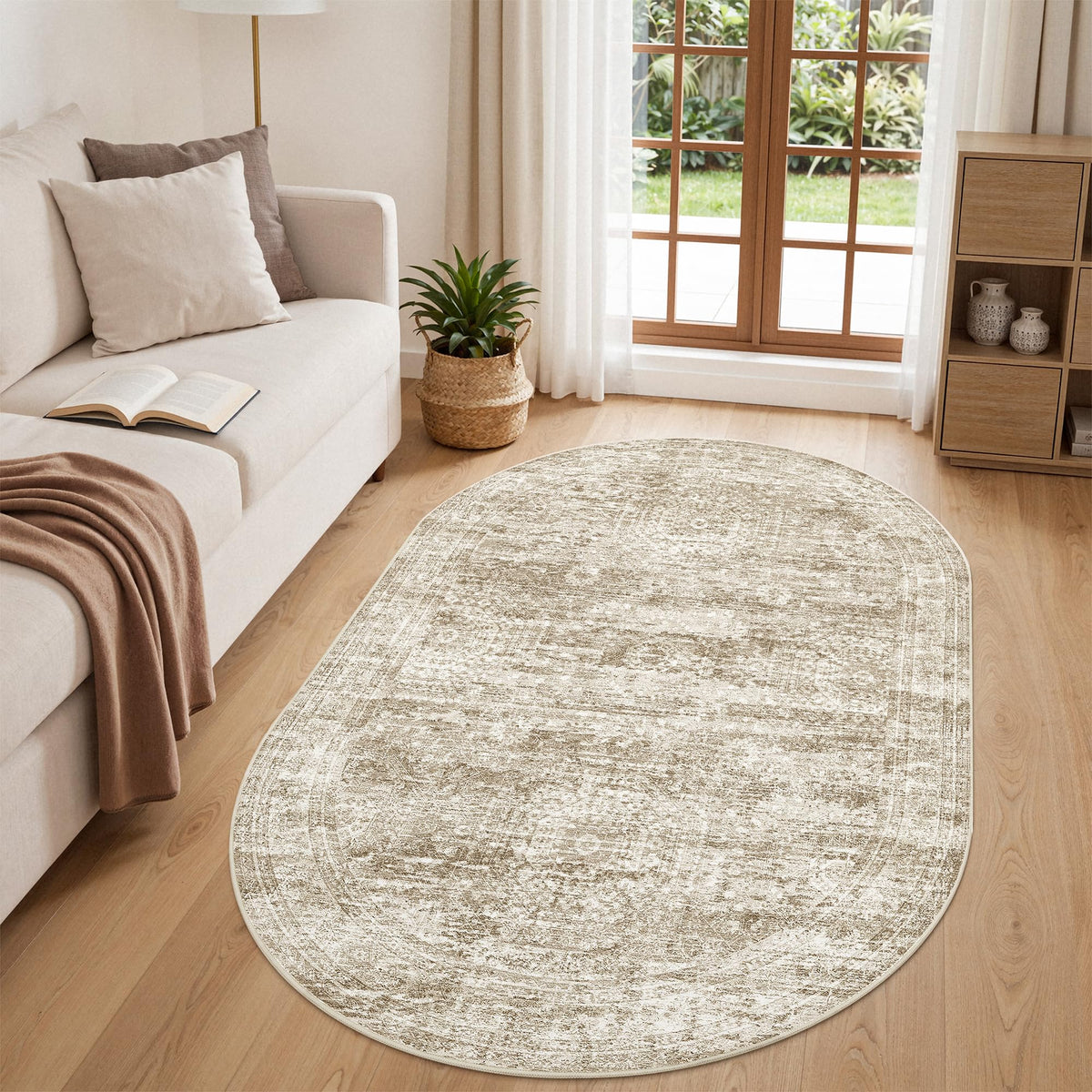 2x8 Runner Rug Non Slip,Washable Hallway Runner Rug,Beige