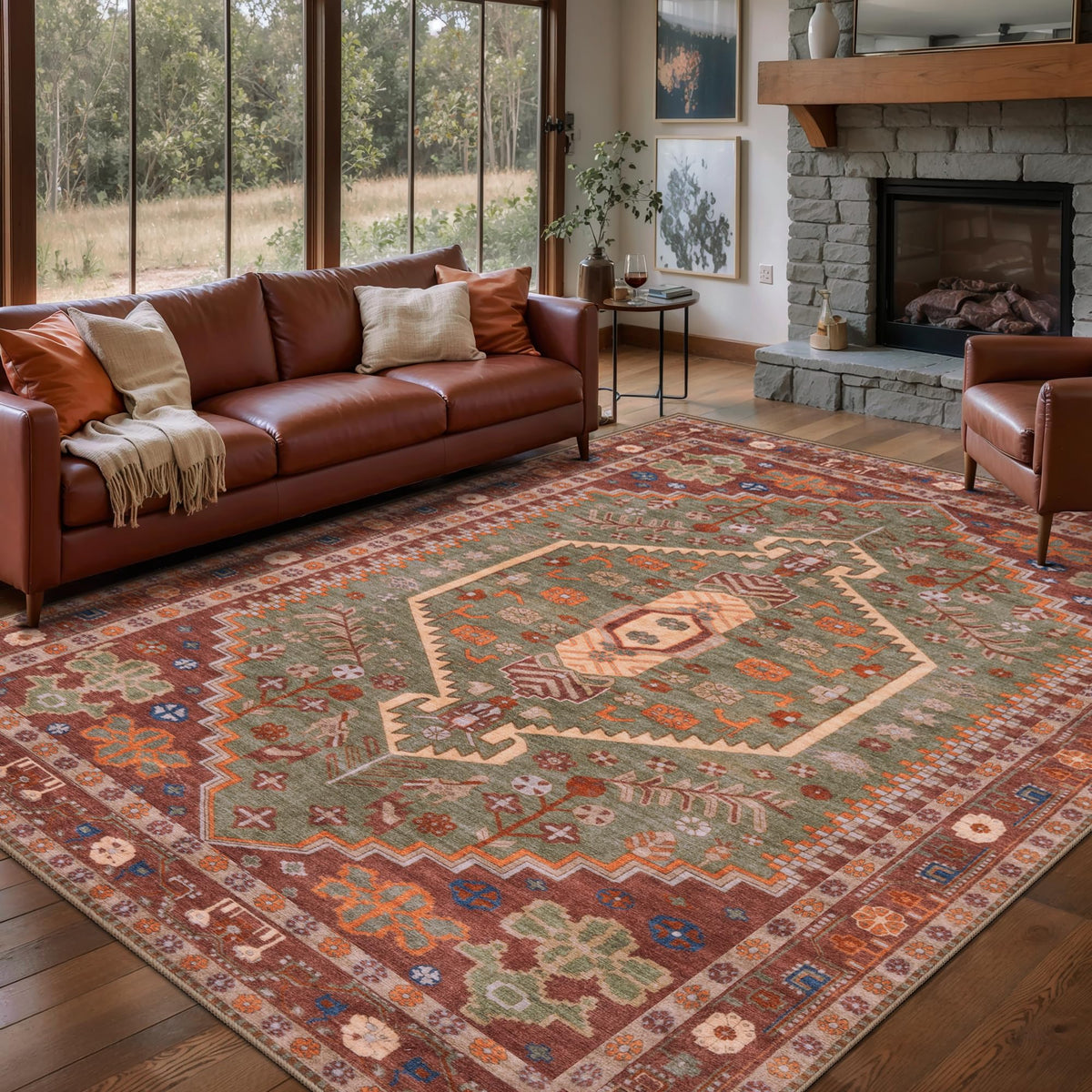 Ciicool Washable 3x5 Area Rug,Boho Non-Slip Indoor Mat for Entryway Kitchen
