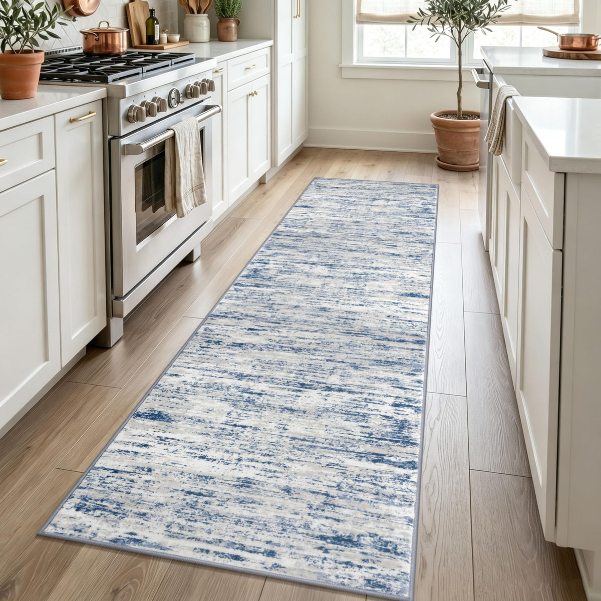 Lansny Abstract Washable 2x6 Runner Rug Non Slip Runners for Hallway
