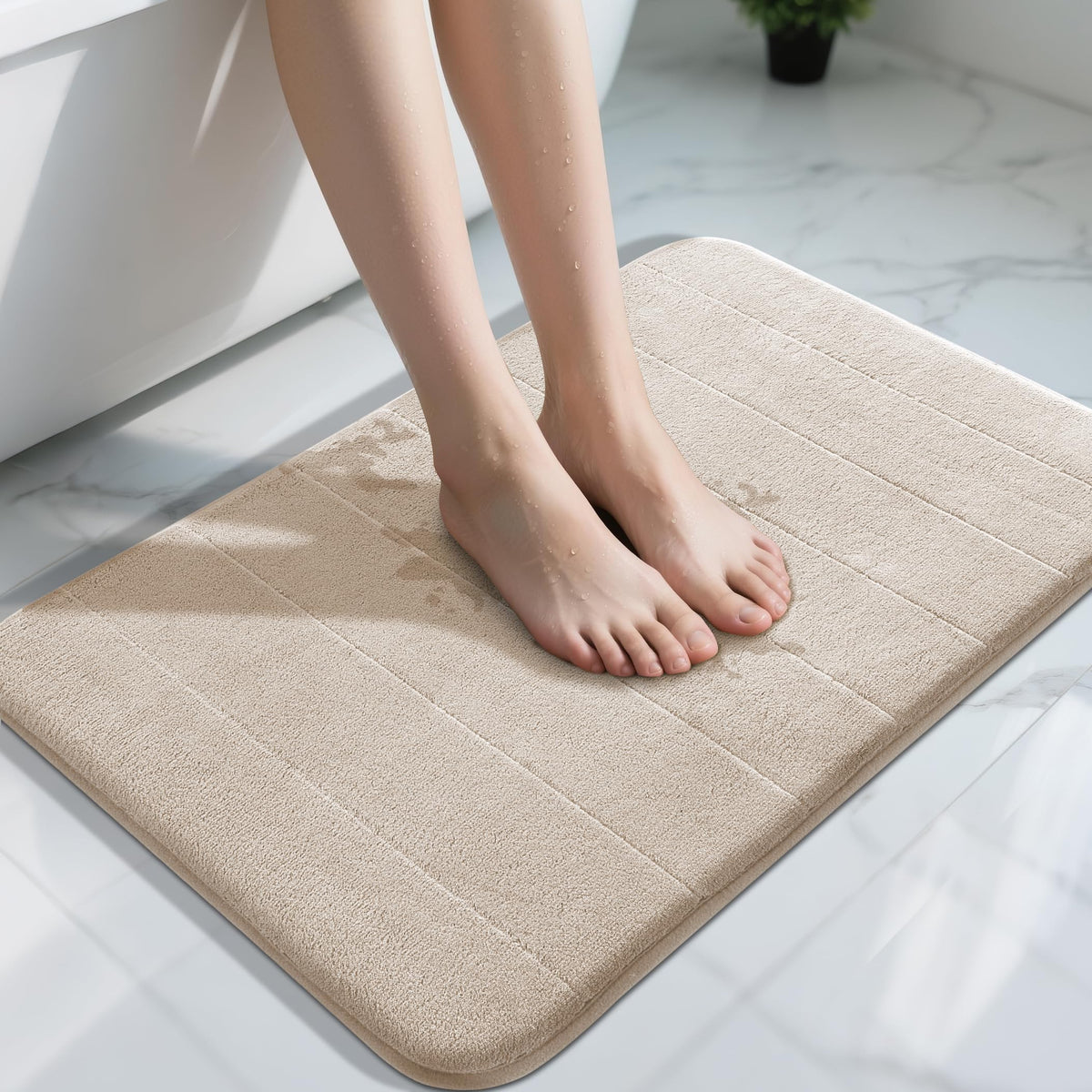 Yimobra Memory Foam Bath Mat, Super Soft & Absorbent Bathroom Rug, Grey