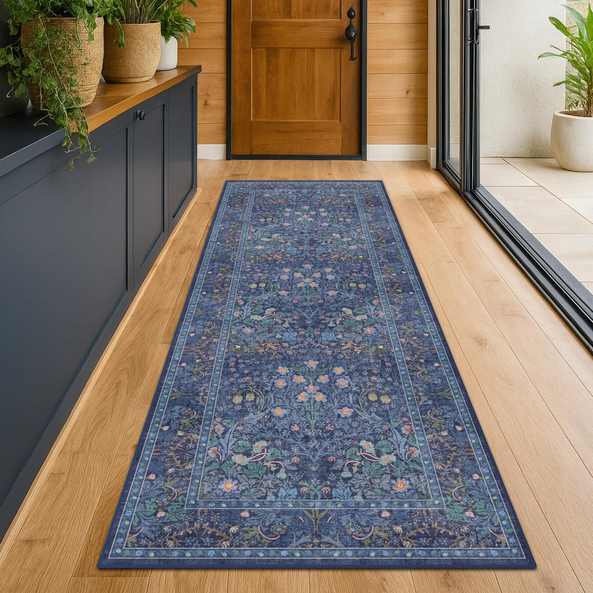 Washable Plum Purple Runner Rug 2x6 - Boho Rug Runner for Bathroom, Kitchen, Indoor Entryway, Low Pile Violet Carpet for Bedroom Bedside, Laundry Room, Hallway Mats for Floor, Stain Resistant