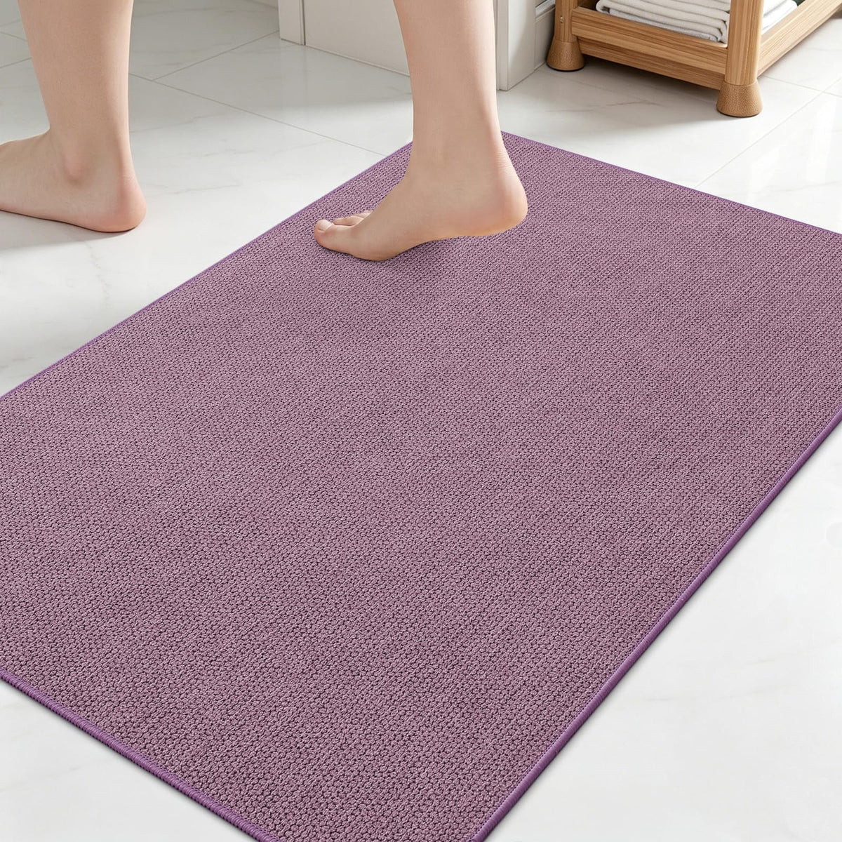 Smiry Ultra Thin Bath Mat 30X20, Non Slip Rubber Washable Bathroom Rugs