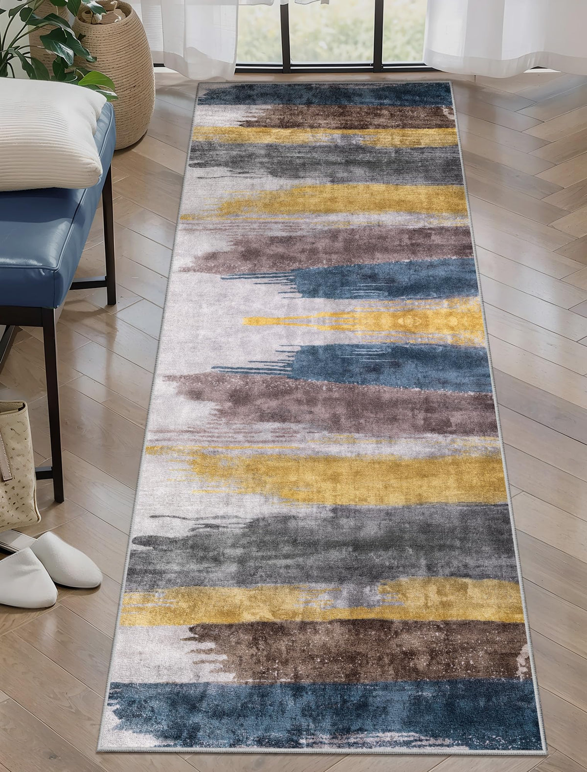 Ciicool Washable Area Rug 2x3 Entryway Rug, Modern Abstract Entry Mat Navy