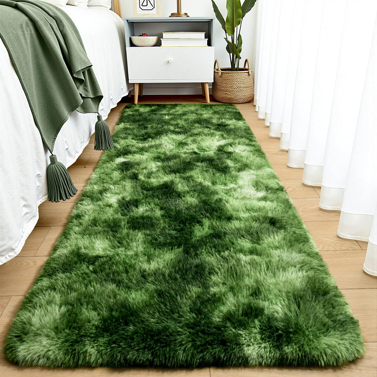 Tepook Black Soft Runner Rugs for Bedroom 2x6 ft with Rubber Backing