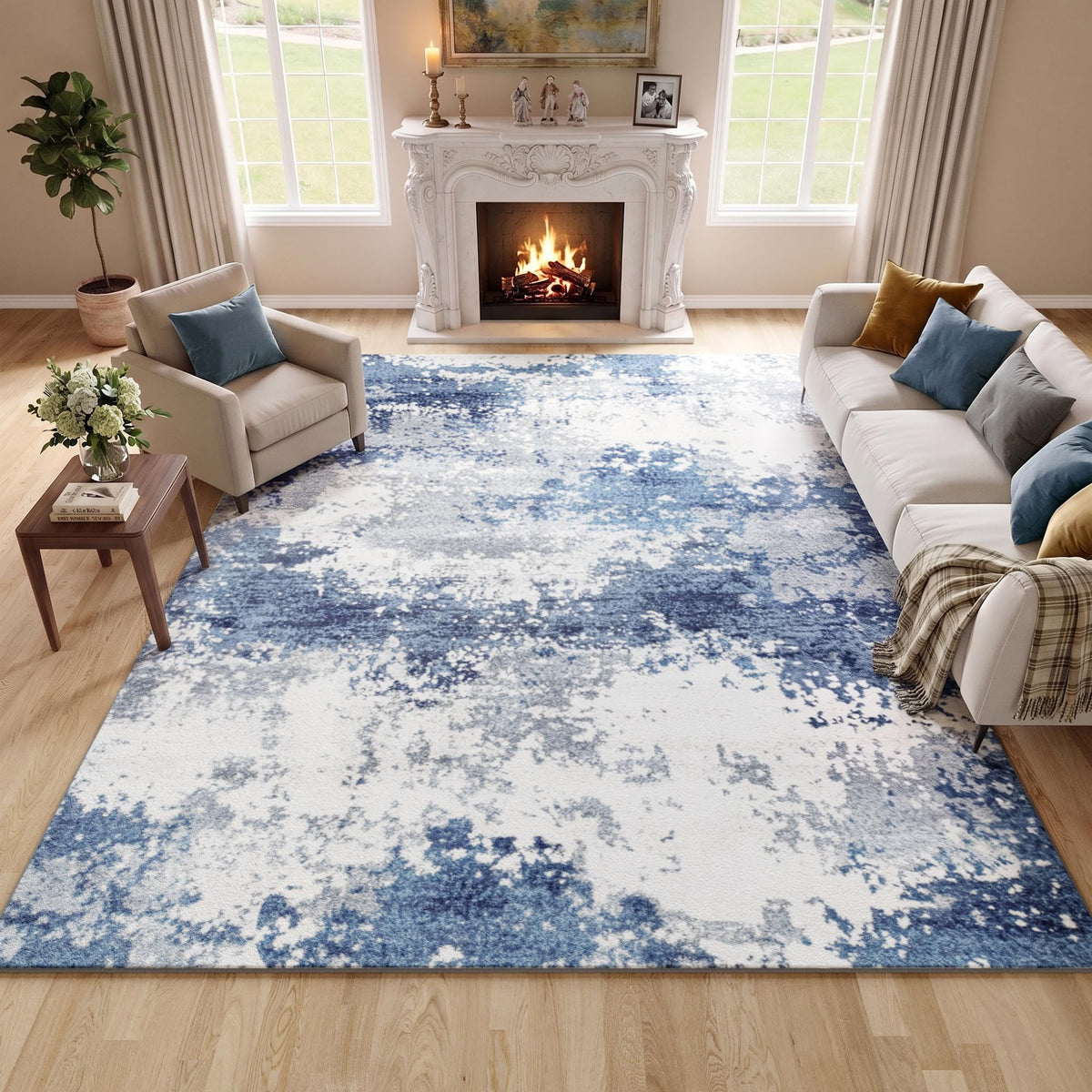Entryway Rug 2x3 Grey Door Mat Indoor Entrance 24x36, Washable Small Throw Rugs for Kitchen Floor, Entry, Front Door, Bedroom Bedside, Non-Slip Low Pile Stain & Fade Resistant, Abstract Gray