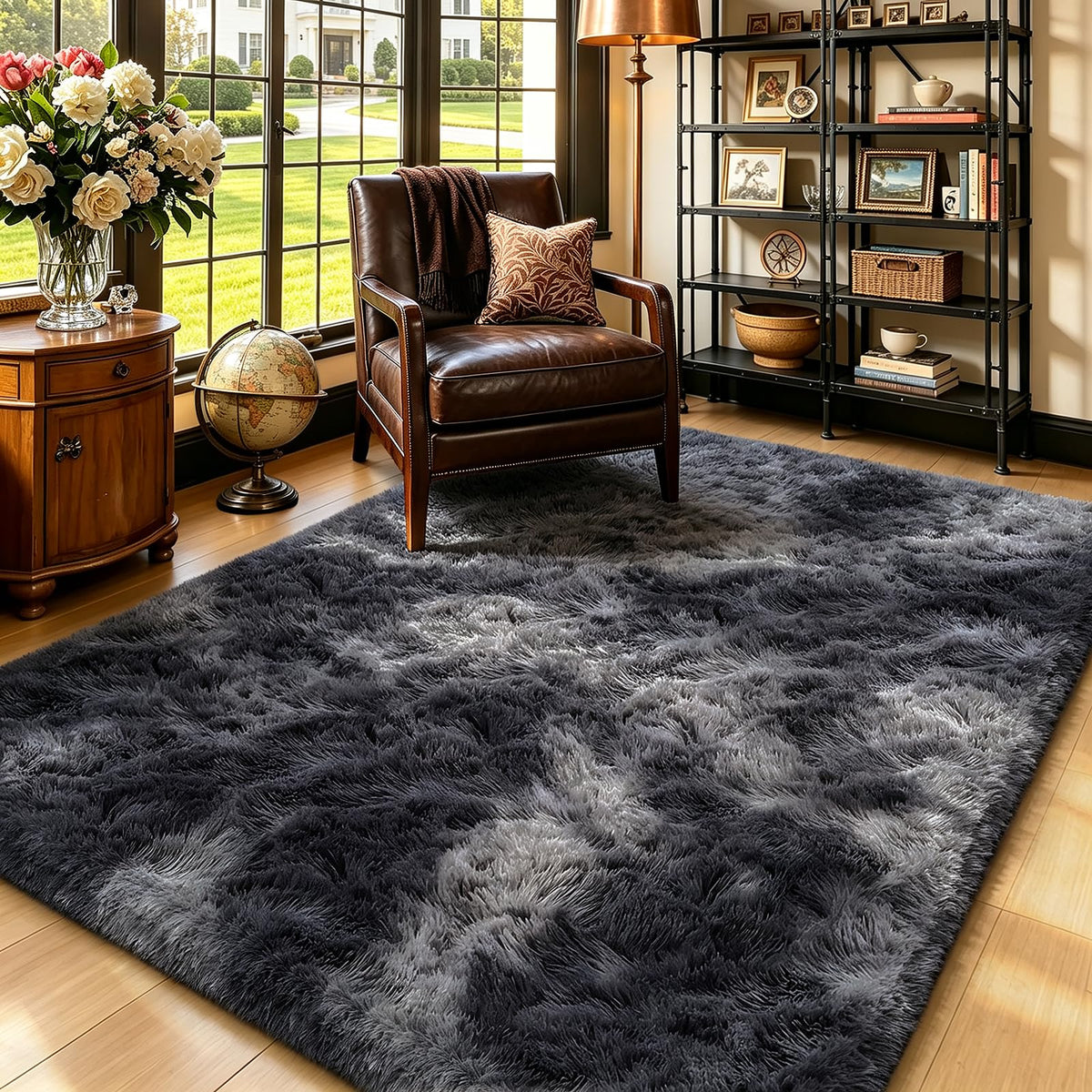 Beige 2x4 Area Rugs for Bedroom, Fluffy Shag Rug Small Rug Bedside Carpet