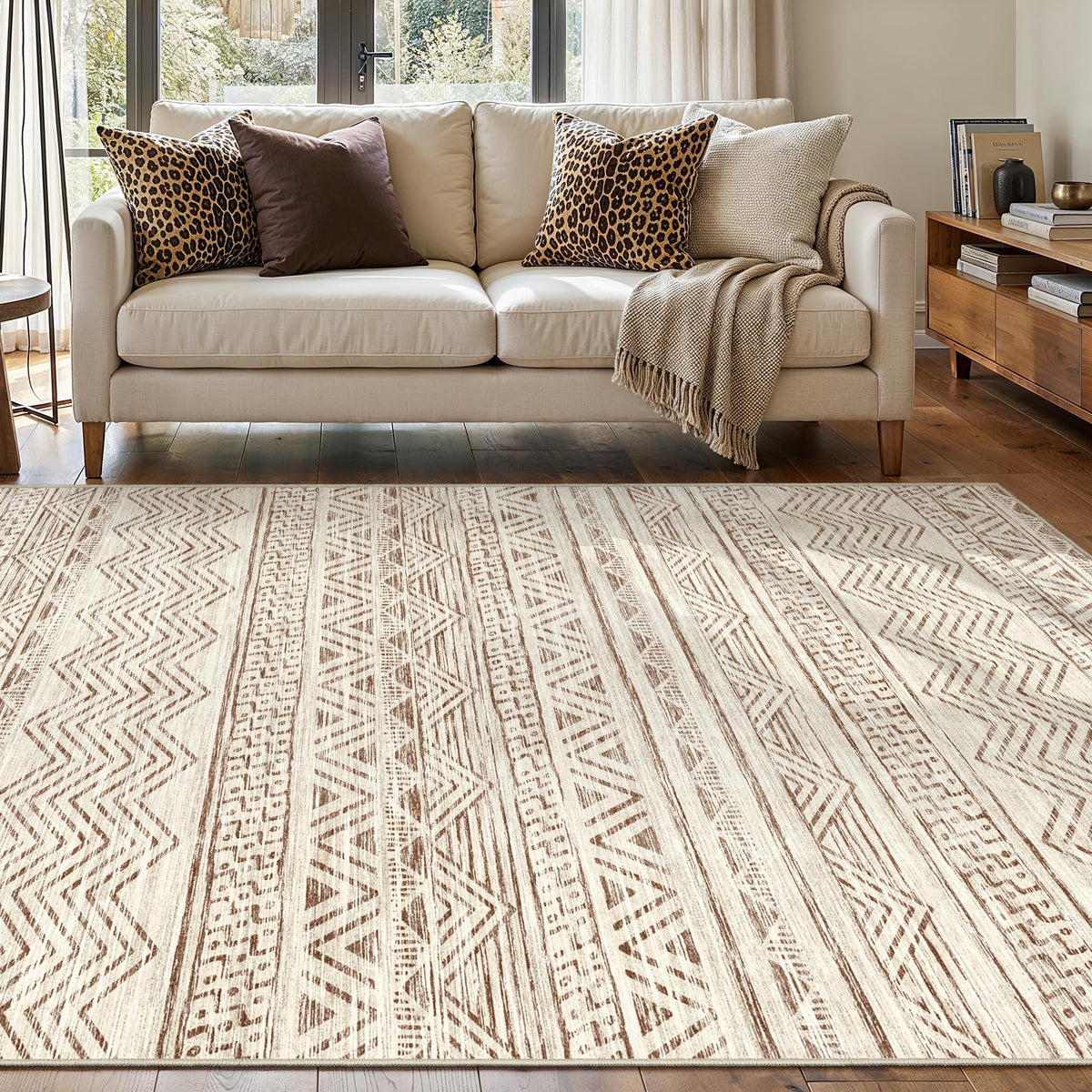 2x5 Runner Rug Washable Moroccan: Non Slip Kitchen Long Floor Mat Beige