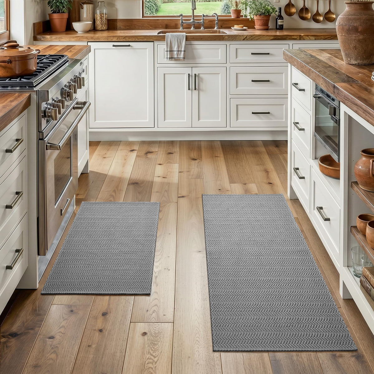 MatEssenz 2x4 ft Faux Linen Accent Rug, Washable Woven Textured Small Area Carpet for Bedside Porch, Slip Resistant Gel Backing Indoor Floor Mat for Bedroom Dorm, Khaki