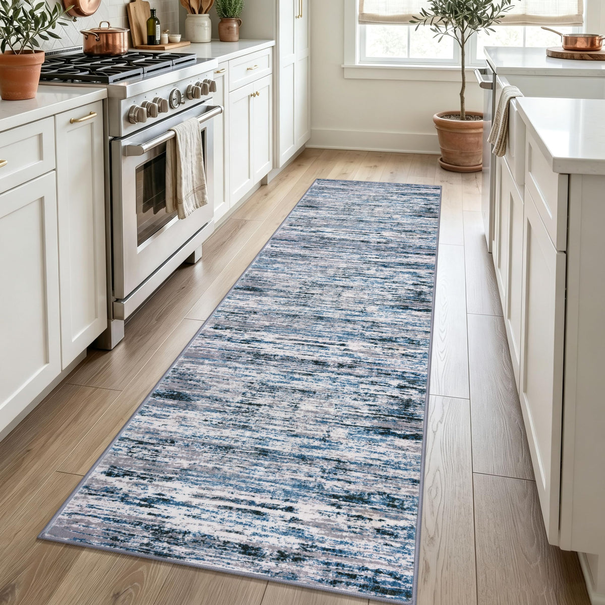 Lansny Abstract Washable 2x6 Runner Rug Non Slip Runners for Hallway