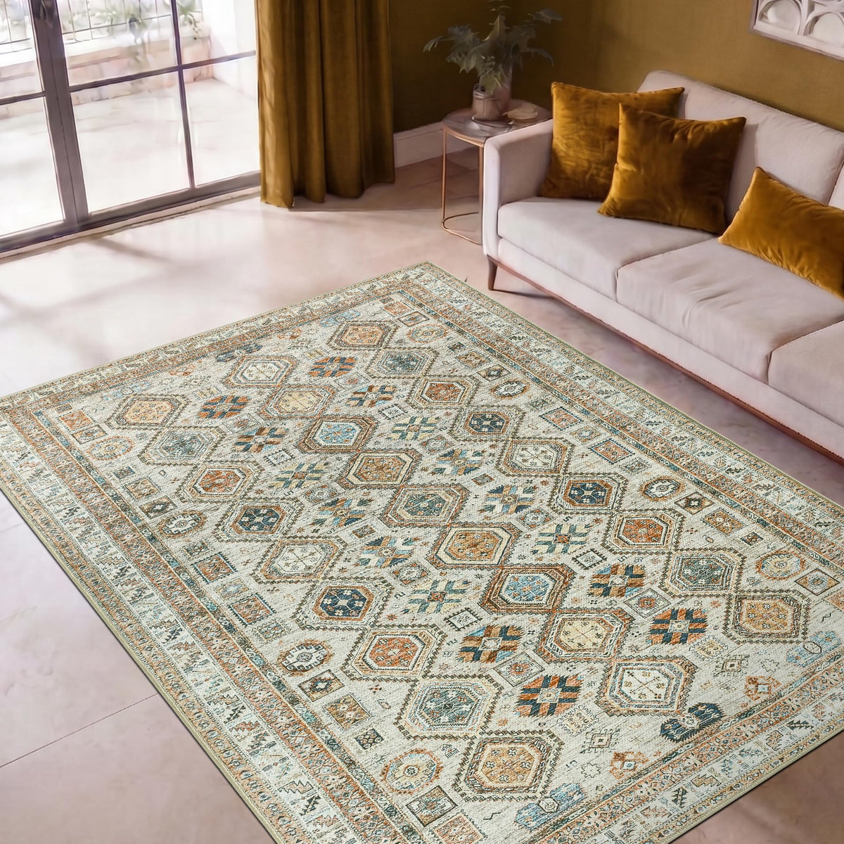 Keen Home Design Vintage Washable Entryway Rug, Non-Slip Low Pile, 2x3