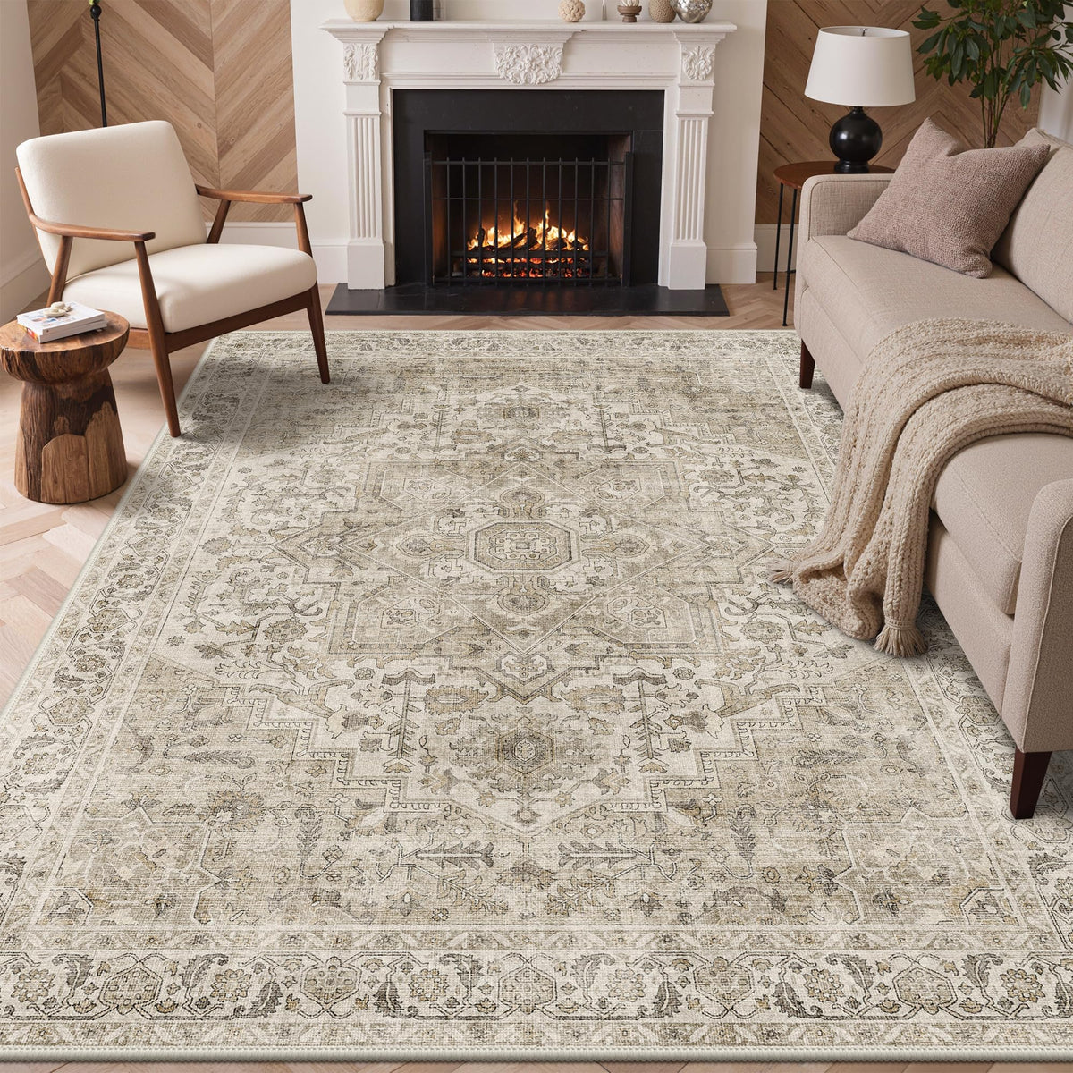GENIMO 2x5 Washable Runner Rug Non Slip for Hallway, Light Taupe Brown
