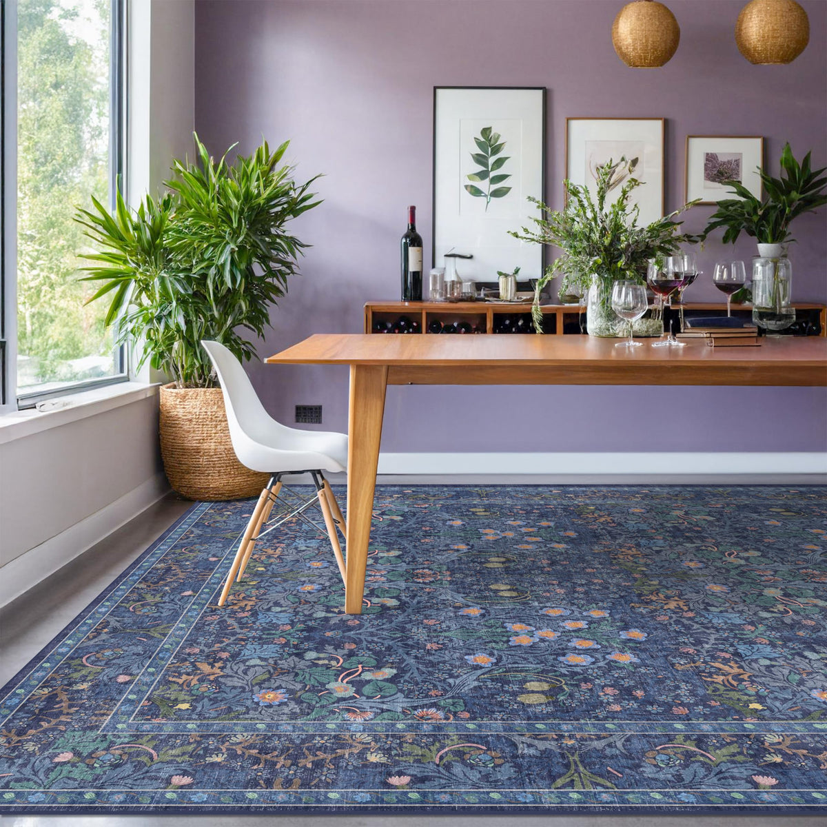 Washable Plum Purple Runner Rug 2x6 - Boho Rug Runner for Bathroom, Kitchen, Indoor Entryway, Low Pile Violet Carpet for Bedroom Bedside, Laundry Room, Hallway Mats for Floor, Stain Resistant