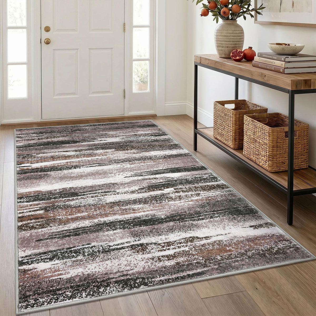 Lansny Abstract Washable 2x6 Runner Rug Non Slip Runners for Hallway