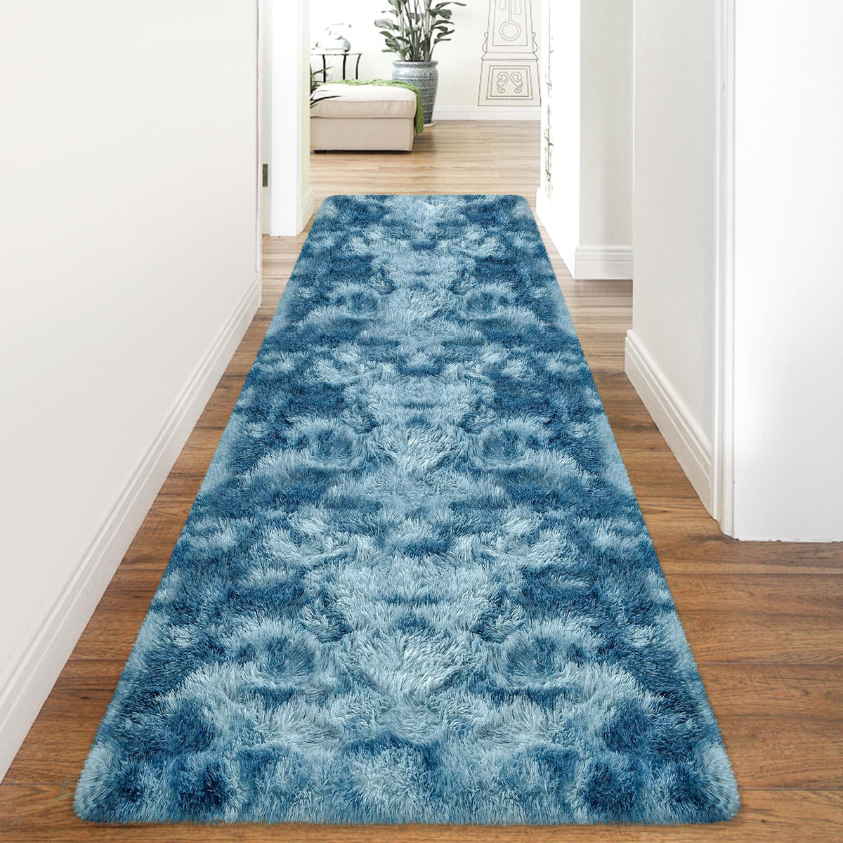 Soft Fluffy Beige Runner Rug for Bedroom, Bedside Long Rug Runner
