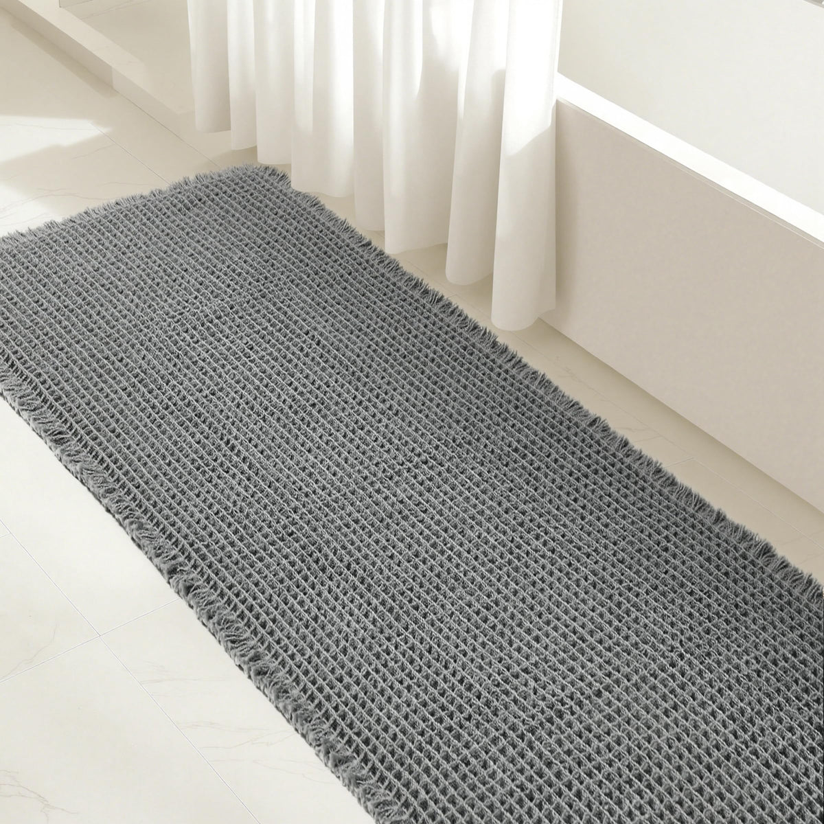 SUBRTEX Bathroom Rugs Chenille Bath Rug Soft Short Plush Bath Mat Soft Shower Mat Water Absorbent Shower Mat Quick Dry Machine Washable(White,18" x 24")