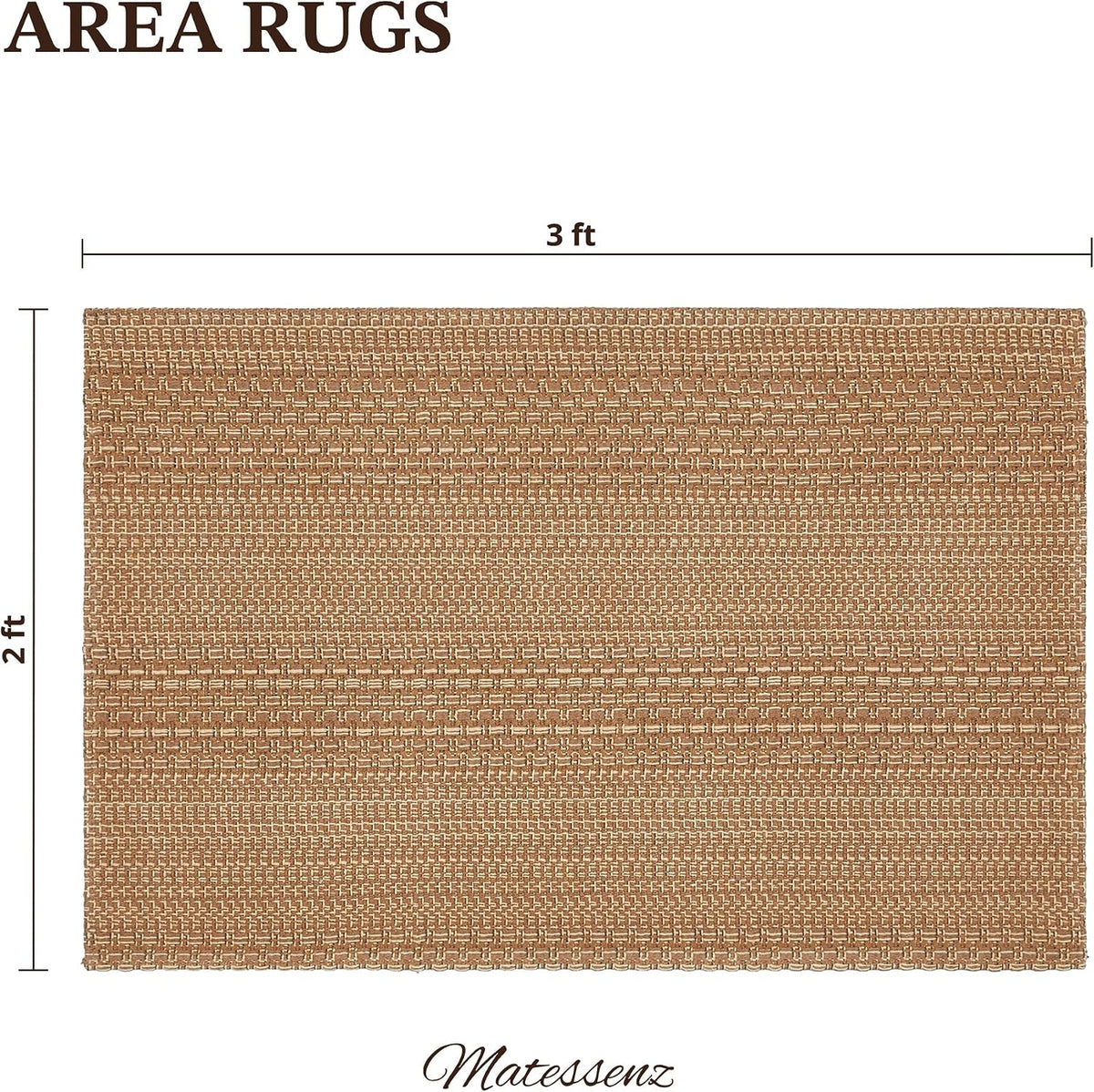 MatEssenz 2x3 Textured Washable Entry Rug, Natural Woven Low-Profile Door Mat with Non-Slip TPR Backing, Brown, for Entryway, Kitchen, Laundry Room