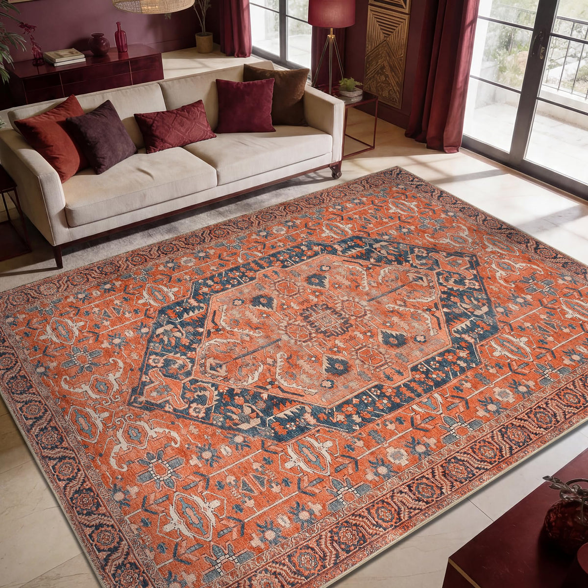 Keen Home Design Vintage Washable Entryway Rug, Non-Slip Low Pile, 2x3