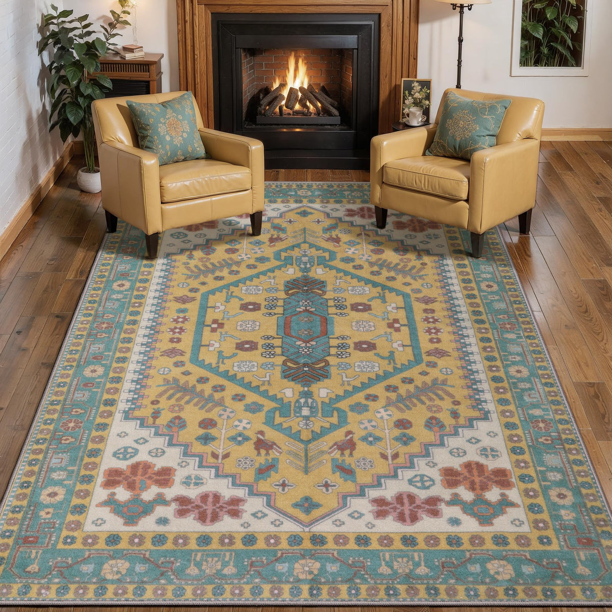Ciicool Washable 3x5 Area Rug,Boho Non-Slip Indoor Mat for Entryway Kitchen