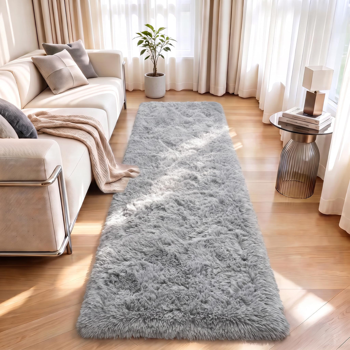 LOCHAS 2x3 Area Rugs Fluffy Living Room Carpets for Kids Bedroom, Brown