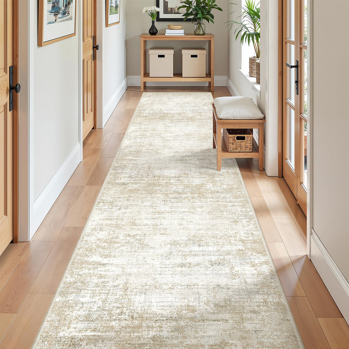 2x8 Runner Rug Non Slip,Washable Hallway Runner Rug,Beige